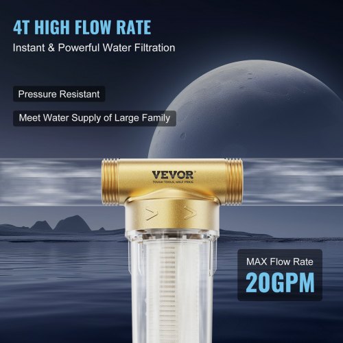 Filtre à Eau à Sédiments Rotatif - Préfiltre En Cuivre, Lavage à Contre-courant, Filetage 3/4", Précision 40-80 Microns - 3