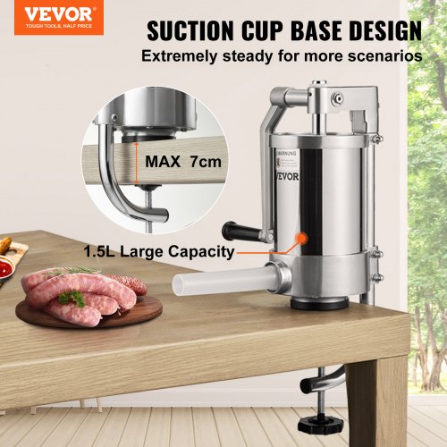 Poussoir à Saucisses Électrique VEVOR - 12 L - Moteur 200 W - Inox Alimentaire - 5 Tubes