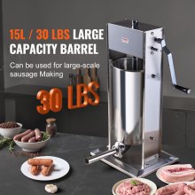 VEVOR Poussoir à Saucisses Manuel 15 L Machine à Saucisson Verticale en Inox 304