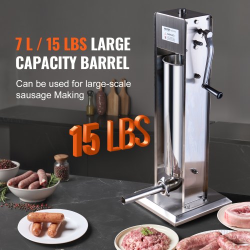 Poussoir à Saucisses Manuel Joyeee 2.5 LB Vertical Inox - 4 Tubes Remplissage