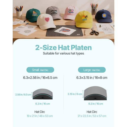 VEVOR Presse à Chaud Pour Casquettes Et Chapeaux Rose - 2 Platines Interchangeables, Contrôle Précis Température Et Temps Machine Transfert Chapeau