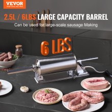 VEVOR Poussoir à Saucisses Manuel 2,5 L Machine à Saucisson Horizontale en Inox