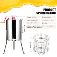 VEVOR Extracteur de Miel Manuel 4/8 Cadres Extracteur Apiculture Machine Manuelle pour Miel Centrifugeuse Séparateur Miel en Acier Inox avec Couvercle