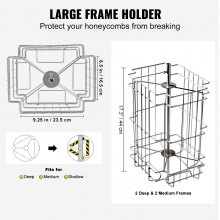 VEVOR Extracteur de Miel Manuel 2/4 Cadres Centrifugeuse Séparateur Miel en Acier Inox avec Couvercle Taille du Nid d'Abeilles Adaptée Profond 48x23 cm Moyen 48x16 cm Hauteur Réglable pour Apiculture