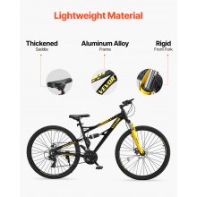 VEVOR Vélo de montagne VTT suspension complète 73 cm 24 vitesses pour adultes