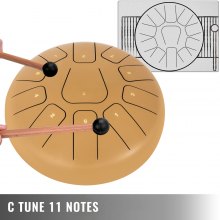 VEVOR Tambour de langue Tambour à Main Handpan en acier 11 notes 10 pouces Instrument à percussion