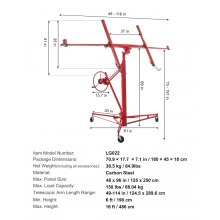 VEVOR – levage de panneau de levage roulant pour cloisons sèches, 16 pieds avec roues verrouillables