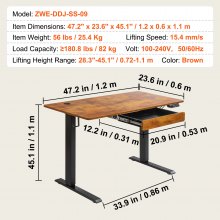 VEVOR Bureau Assis-Debout Électrique 60 x 120 x (72-110) cm Table Réglable en Hauteur Mémoire 3 Hauteurs avec 1 Tiroir Poste de Travail Cadre Métallique Charge 82 kg pour Télétravail à Domicile Bureau