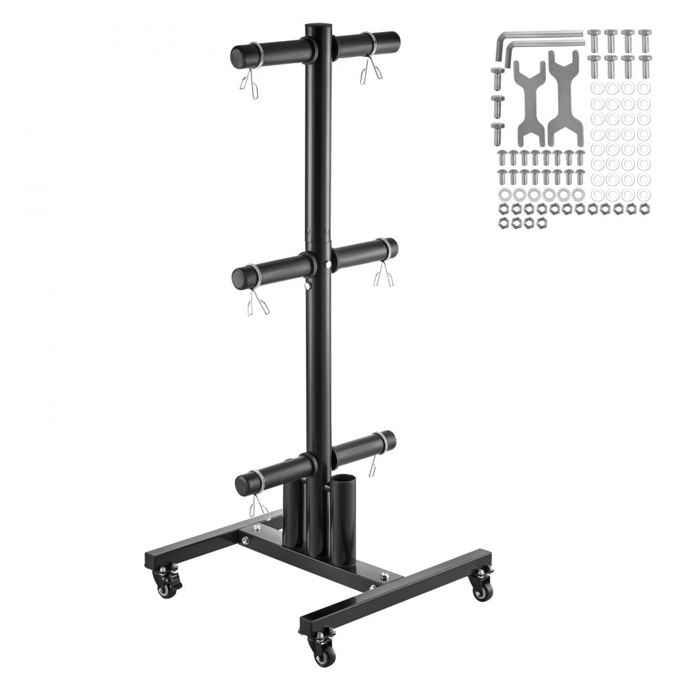 VEVOR Support d'Haltères Vertical Rack pour Disque de Poids 454 kg avec Roues