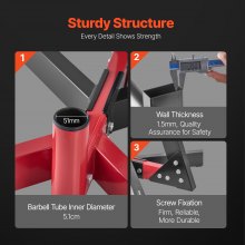 VEVOR Support d'Haltères Rack pour Disque de Poids de 50,8 mm Charge 227 kg