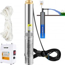 VEVOR Pompe Immergée pour Puits 110 L/min 44 m Pompe à Eau pour Puits Profond en Acier Inox, Pompe à Eau électrique 370 W, Pompe de Puits Submersible Automatique Usage Domestique Agricole Industriel