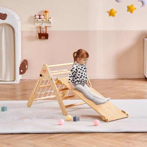 Test du triangle d'escalade Dreamade Montessori bois pour bébé