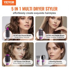 VEVOR Brosse Sèche-cheveux 5 en 1 Styler Multifonction Pro Ionique pour Boucler