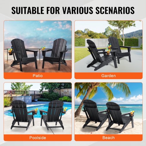 VEVOR Repose-Pieds Pliable Adirondack HDPE 475x500x330 Mm - Noir Pour Extérieur