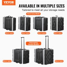 VEVOR Mallette Rack 2U 488,95 mm Valise de Transport Coque en ABS avec Poignée