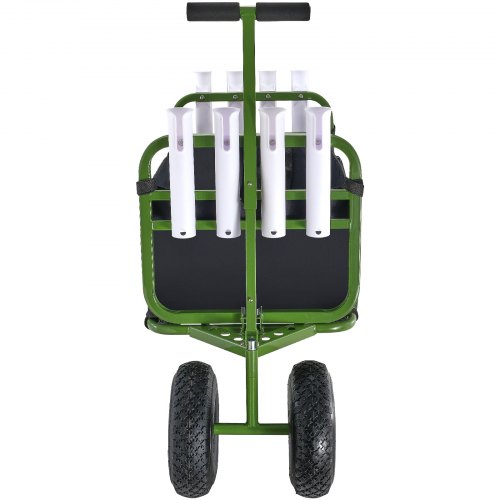 COSTWAY Chariot De Plage Pliable 82 L, Chariot De Transport Avec Poignée Réglable Et Porte-Boissons Charge 68 Kg, Pour Achats Camping Pêche, Marine