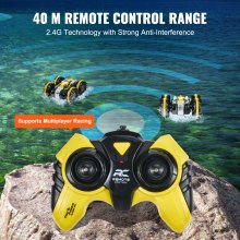 VEVOR Voiture Télécommandée Amphibie 2,4 GHz 4WD Jouet RC Enfants Adultes Jaune