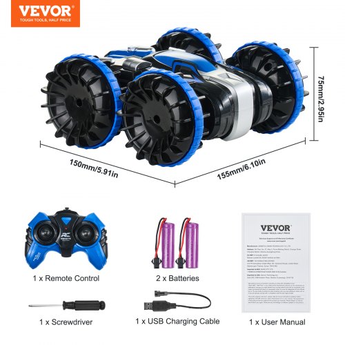 DEERC Bateau amphibie télécommandé, Camion Monstre 4 Roues motrices, Voiture de Cascade RC Crocodile, Jouets RC Tout Terrain, Jouet de Piscine étanche