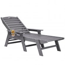 VEVOR Chaise longue d'extérieur transat inclinable réglable pour patio gris