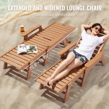 VEVOR Chaise longue d'extérieur transat inclinable réglable pour patio marron