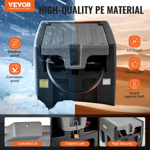 Réservoir Diesel Portable VEVOR 220 L - Pompe Électrique 12V 40 L/min - Tuyau 4 M - Pour Chantier, Ferme