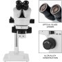 VEVOR Microscope stéréo 3,5X-90X Simul Focal Trinoculaire Zoom 360 Degrés Rotatif Trinoculaire Stéréo Microscope Double Bras Support Laboratoire