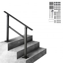 SWANEW Rampe d'escalier Main Courante pour Escalier Extérieu intérieur  extérieur entrée Maison Fixation Mur Angle réglable Matériel Montage Inclu  80cm