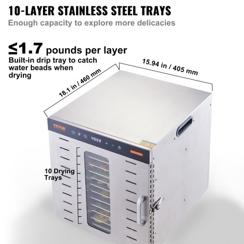 Déshydrateur Alimentaire 3 Plateaux - 350W, Thermostat Réglable 35-70°C, Neuf Avec Garantie 6 Mois