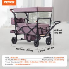 VEVOR Chariot Pliable pour 2 Enfants Poussette de Transport 25 kg Violet Foncé