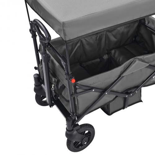 Poussette Double Tandem Pliable COSTWAY - Pour 2 Enfants, Sièges 25kg Chacun, Auvent Amovible, Freins, Gris