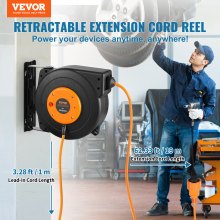 VEVOR Enrouleur de câble extension rétractable 19m 1000W cordon alimentation 1m