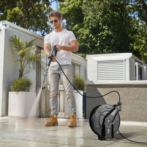 Arrosage Jardin Enrouleur Tuyau Arrosage VEVOR 40m - Rétractable Automatique - 9 Buses Tuyau Jardin 40m