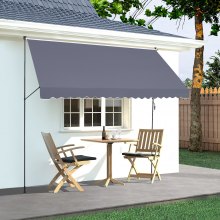 VEVOR Auvent de terrasse rétractable avec manivelle 450 x 120 cm pour patio gris