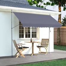 VEVOR Auvent de terrasse rétractable avec manivelle 400 x 120 cm pour patio gris