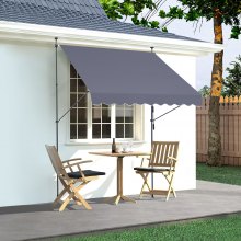 VEVOR Auvent de terrasse rétractable avec manivelle 250 x 120 cm pour patio gris