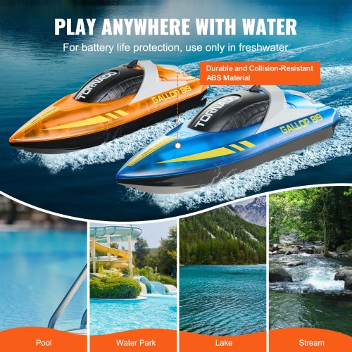 Bateau Télécommandé Rapide étanche - 2 Batteries Incluses, 80m Portée, Pour Piscine Et Lac - Enfants 14+