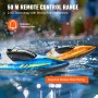 VEVOR Bateaux Télécommandés Lot de 2 2,4 GHz Enfants Adultes 12 km/h Bleu Orange