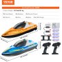 VEVOR Bateaux Télécommandés Lot de 2 2,4 GHz Enfants Adultes 12 km/h Bleu Orange