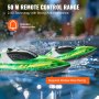 VEVOR Bateau de Course Télécommandé 2,4 GHz 12 km/h pour Enfants Adultes Vert