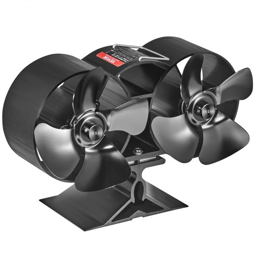Ej.Life – Ventilateur de cheminée à double tête 8 pales – Aluminium – Démarrage automatique – Silencieux – Pour poêle à bois – 22,5 x 14,5 x 8,5 cm