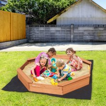 VEVOR Bac à sable octogonal en bois avec couvercle extérieur 4 sièges 3-12 ans