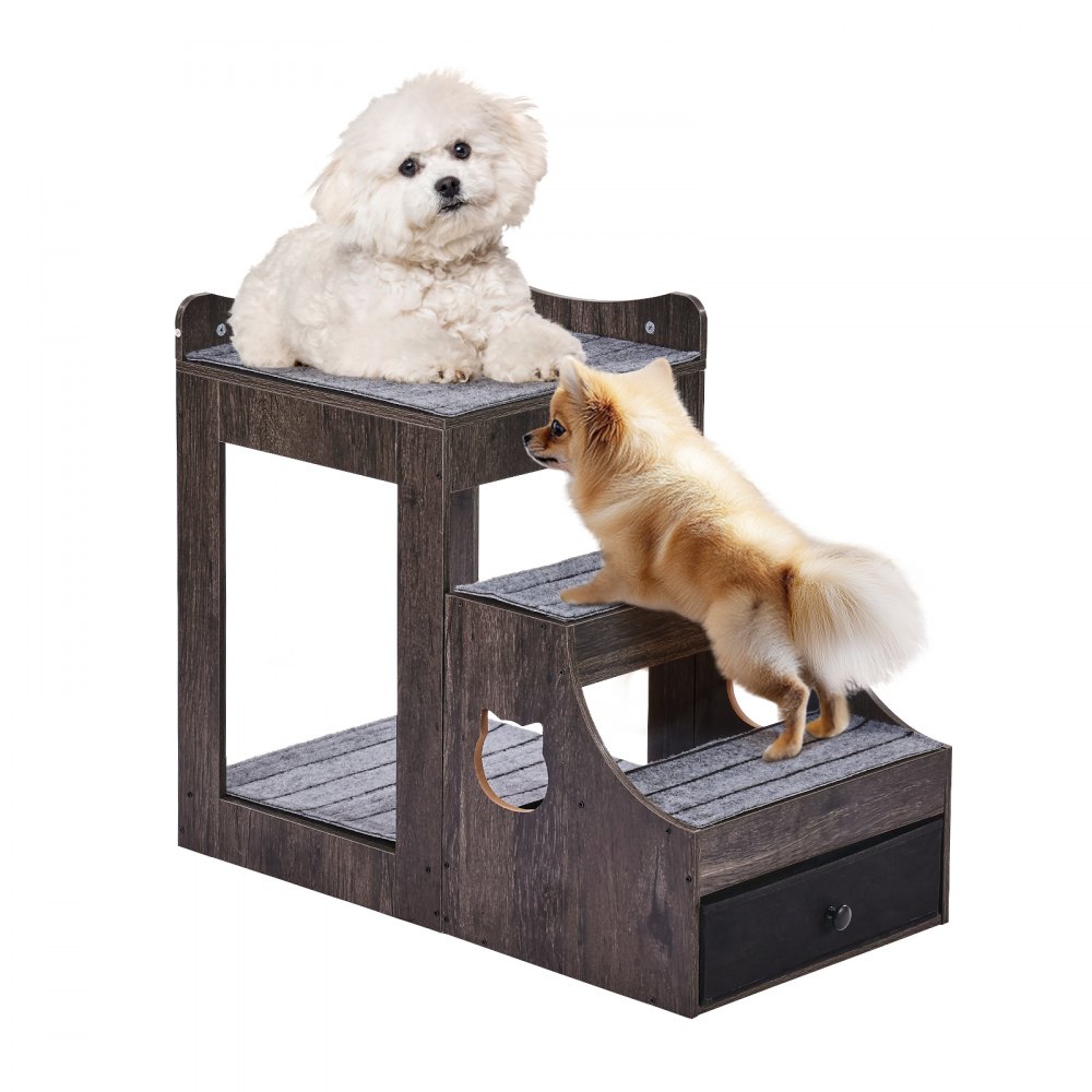 VEVOR Lit Superposé pour Animaux Compagnie Chien Chat Escaliers Intérieur Gris