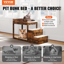 VEVOR Lit Superposé pour Animaux Compagnie Chien Chat Escaliers Marron Foncé