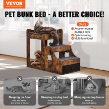 VEVOR Lit Superposé pour Animaux Compagnie Chien Chat Escaliers Intérieur Marron