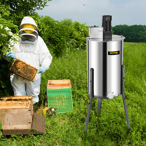 VEVOR Extracteur électrique De Miel en Acier Inoxydable, Machine à Miel 3 Cadres, Séparateur Miel 140 W, Poutre épaissie Intégrée Grande Vitesse pour la Ferme de L’abeille Faire du Miel
