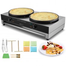 VEVOR Crêpière Électrique Appareil à Crêpes Commerciale 40 cm 6000 W Double Tête