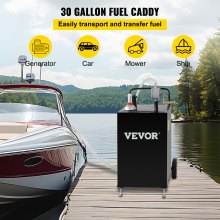 VEVOR Chariot à essence 30 gallons réservoir de stockage de carburant avec roues, pompe de transfert manuelle, conteneur d'essence carburant diesel pour voitures, tondeuses à gazon, VTT, bateaux, noir