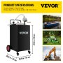 VEVOR Chariot de carburant 30 gallons réservoir de stockage d'essence 4 roues, pompe de transfert manuelle, conteneur de carburant essence diesel pour voitures, tondeuses à gazon, VTT, bateaux, noir