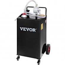 VEVOR Chariot de carburant 30 gallons réservoir de stockage d'essence 4 roues, pompe de transfert manuelle, conteneur de carburant essence diesel pour voitures, tondeuses à gazon, VTT, bateaux, noir