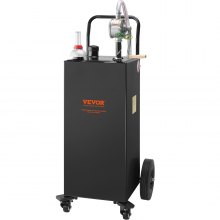 VEVOR Chariot de carburant 30 gallons réservoir de stockage d'essence 4 roues, pompe de transfert manuelle, conteneur de carburant essence diesel pour voitures, tondeuses à gazon, VTT, bateaux, noir